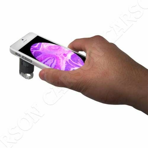 Zvětšit fotografii Mikroskop 60-100x s adaptérem na iPhone 5 Carson MM-255 Carson Optical (USA)