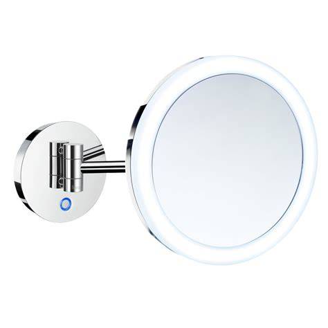 Kulaté zrcátko s LED chrom outline v koupelně