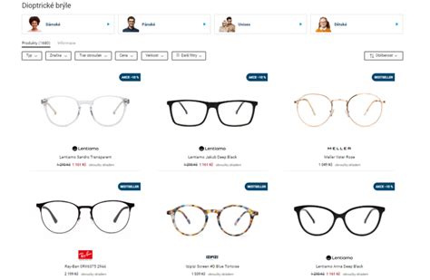 přehledný katalog dioptrických rámů a čoček