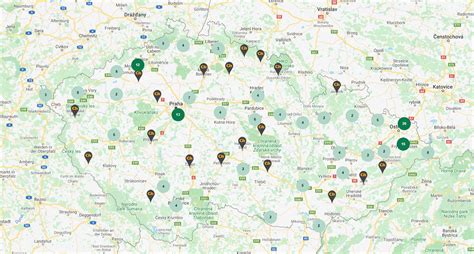 Mapa poboček GrandOptical v ČR