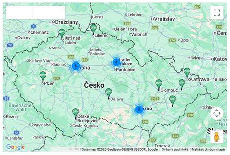 Mapa nejčastějších lokalizací zhoubných nádorů