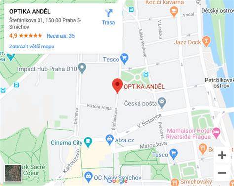 Mapa nejbližší pobočky First Optika Anděl