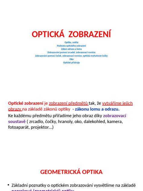 opticka zobrazeni aobrazy