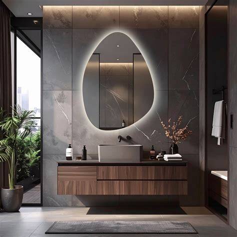 ovale zrcadlo s LED osvětlením design